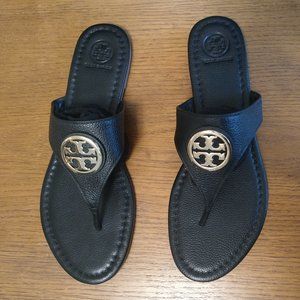 Tory Burch JUDY Thong Sandal Pebbled Black Style 34333   9.5M Flip Flop